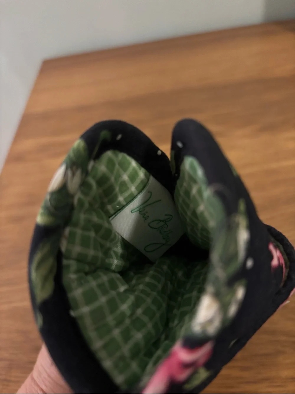 Vera Bradley quilted cotton eyeglasses case in a retired black floral pattern